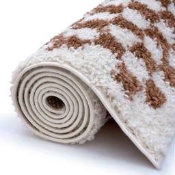 THE RUGS Moodi Chequered Shaggy Soft High Pile Living Room Rug & Runner in Terracotta - Size: 200 cm x 290 cm - thumbnail 6