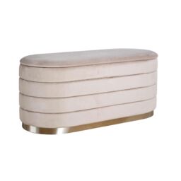 Home Source Velvet Storage Ottoman Storage Solution Bench Footstool in Light Grey - thumbnail 9