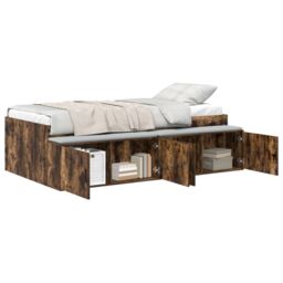 Berkfield Home Storage Bed Frame Smoked Oak 90x190 cm in Brown - thumbnail 3
