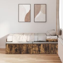 Berkfield Home Storage Bed Frame Smoked Oak 90x190 cm in Brown - thumbnail 4