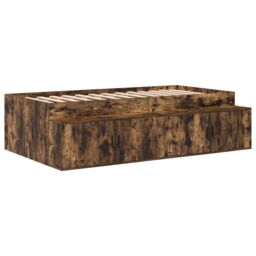 Berkfield Home Storage Bed Frame Smoked Oak 90x190 cm in Brown - thumbnail 2