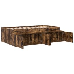 Berkfield Home Storage Bed Frame Smoked Oak 90x190 cm in Brown - thumbnail 5