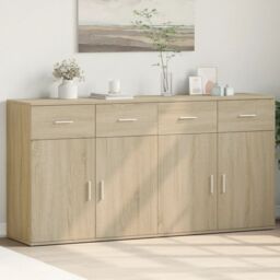 Berkfield Home Sideboards 2 pcs Sonoma Oak 79x38x80 cm Engineered Wood in Brown - Size: 79 x 38 x 80 cm - thumbnail 1