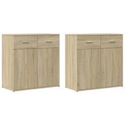 Berkfield Home Sideboards 2 pcs Sonoma Oak 79x38x80 cm Engineered Wood in Brown - Size: 79 x 38 x 80 cm - thumbnail 2