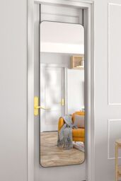 Living and Home Full Length Mirror with Rounded Corners Door Hanging Black - thumbnail 1