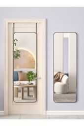 Living and Home Full Length Mirror with Rounded Corners Door Hanging Black - thumbnail 2