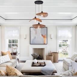 NIVOR 3 - Light Rattan Farmhouse Cluster Pendant Light Ceiling Chandelier in Brown - thumbnail 4