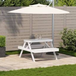 Berkfield Home Picnic Table White 105x134x75 cm Solid Wood Pine - Size: 105 x 134 x 75 cm - thumbnail 3