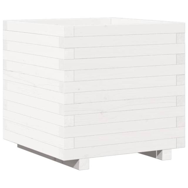 Berkfield Home Garden Planter White 50x50x49.5 cm Solid Wood Pine - image 1