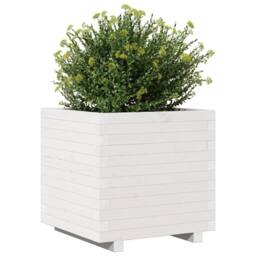 Berkfield Home Garden Planter White 50x50x49.5 cm Solid Wood Pine - thumbnail 4