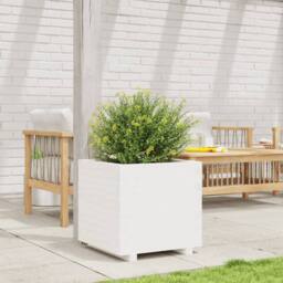 Berkfield Home Garden Planter White 50x50x49.5 cm Solid Wood Pine - thumbnail 3