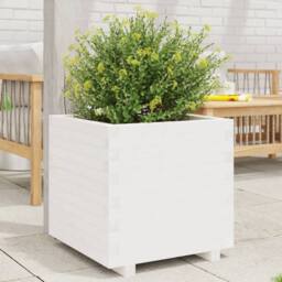 Berkfield Home Garden Planter White 50x50x49.5 cm Solid Wood Pine - thumbnail 2