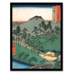 Artery8 Ueno in Iga Province Vintage Japan Framed Wall Art Print Hiroshige in Green - Size: A4 - thumbnail 1