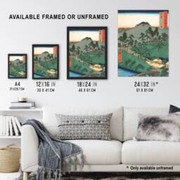 Artery8 Ueno in Iga Province Vintage Japan Framed Wall Art Print Hiroshige in Green - Size: A4 - thumbnail 3