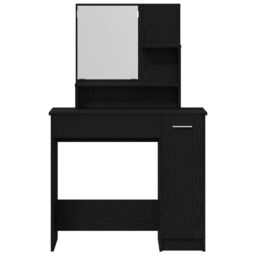 Berkfield Home Black Oak Dressing Table with Mirror - 86.5 x 35 x 136 cm - thumbnail 7
