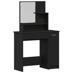 Berkfield Home Black Oak Dressing Table with Mirror - 86.5 x 35 x 136 cm - thumbnail 5