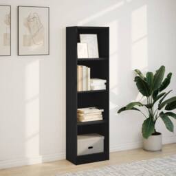 Berkfield Home Decorative Bookcase Black 40x24x143 cm Engineered Wood - Size: 40 x 24 x 143 cm - thumbnail 1