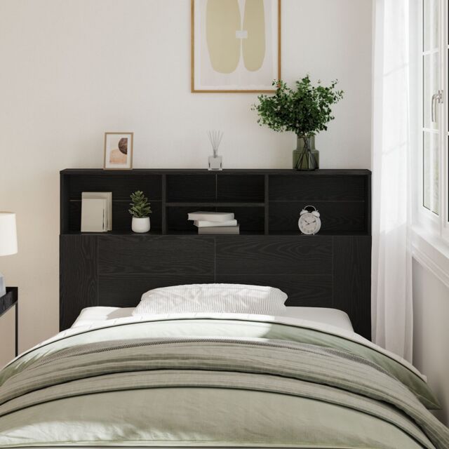 Berkfield Home Headboard Cabinet - Black Oak, 140x19x103.5 cm, Made of Engineered Wood - Size: 140x19x103.5 cm - image 1