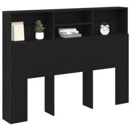 Berkfield Home Headboard Cabinet - Black Oak, 140x19x103.5 cm, Made of Engineered Wood - Size: 140x19x103.5 cm - thumbnail 2