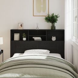 Berkfield Home Headboard Cabinet - Black Oak, 140x19x103.5 cm, Made of Engineered Wood - Size: 140x19x103.5 cm - thumbnail 1