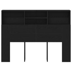 Berkfield Home Headboard Cabinet - Black Oak, 140x19x103.5 cm, Made of Engineered Wood - Size: 140x19x103.5 cm - thumbnail 6
