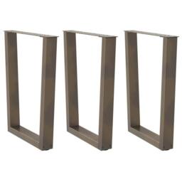 Berkfield Home Modern Dining Table Legs V-Shape 3 pcs Natural Steel 70x(72-73.3) in Brown - thumbnail 2