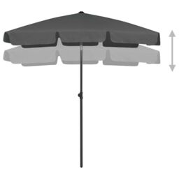 Berkfield Home Beach Umbrella Anthracite 180x120 cm in Black - thumbnail 3