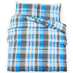 Berkfield Home Duvet Cover Set Blue & Grey 200x200 cm Cotton - thumbnail 1