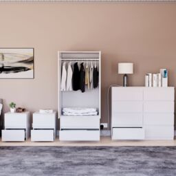 Home Discount Vida Designs Denver 4Pc Bedroom Set(2 Bedside, 8 Drawer Chest, Wardrobe) in White - thumbnail 7