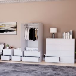 Home Discount Vida Designs Denver 4Pc Bedroom Set(2 Bedside, 8 Drawer Chest, Wardrobe) in White - thumbnail 5