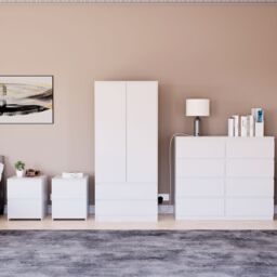 Home Discount Vida Designs Denver 4Pc Bedroom Set(2 Bedside, 8 Drawer Chest, Wardrobe) in White - thumbnail 6