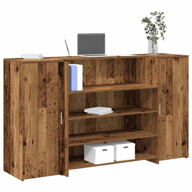 Berkfield Home Reception Desk Old Wood 180x50x103.5 cm Engineered Wood in Brown - image 1