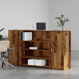 Berkfield Home Reception Desk Old Wood 180x50x103.5 cm Engineered Wood in Brown - thumbnail 3