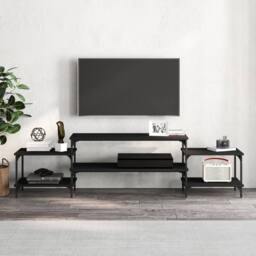 Berkfield Home TV Cabinet Black 197x35x52 cm Engineered Wood - Size: 197 x 35 x 52 cm - thumbnail 1