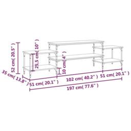 Berkfield Home TV Cabinet Black 197x35x52 cm Engineered Wood - Size: 197 x 35 x 52 cm - thumbnail 9