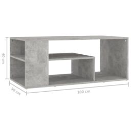 Berkfield Home Coffee Table Concrete Grey 100x50x40 cm Engineered Wood - Size: 100 x 50 x 40 cm - thumbnail 6