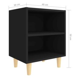 Berkfield Home Bed Cabinet with Solid Wood Legs Black 40x30x50 cm - Size: 40 x 30 x 50 cm - thumbnail 6