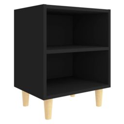 Berkfield Home Bed Cabinet with Solid Wood Legs Black 40x30x50 cm - Size: 40 x 30 x 50 cm - thumbnail 2