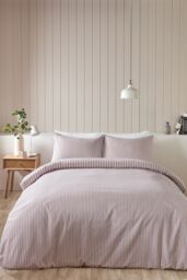 Catherine Lansfield Brushed Stripe 100% Cotton Duvet Cover Set in Pink - Size: Single - thumbnail 2
