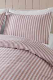 Catherine Lansfield Brushed Stripe 100% Cotton Duvet Cover Set in Pink - Size: Single - thumbnail 3