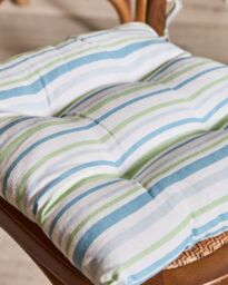 Dibor Set of 4 Blue Striped Chair Seat Pad Garden Cushions L40cm x W40cm - Size: 40 cm x 40 cm - thumbnail 4