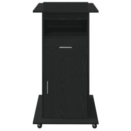 Berkfield Home Lectern Podium with Wheels Black Oak Engineered Wood - thumbnail 5