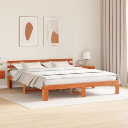 Berkfield Home Pine Wood Bed Frame Wax brown Solid wood 180 x 200 cm - thumbnail 5
