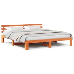 Berkfield Home Pine Wood Bed Frame Wax brown Solid wood 180 x 200 cm - thumbnail 4