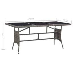 Berkfield Home Garden Table Grey 170x80x74 cm Poly Rattan - Size: 170 x 80 x 74 cm - thumbnail 6