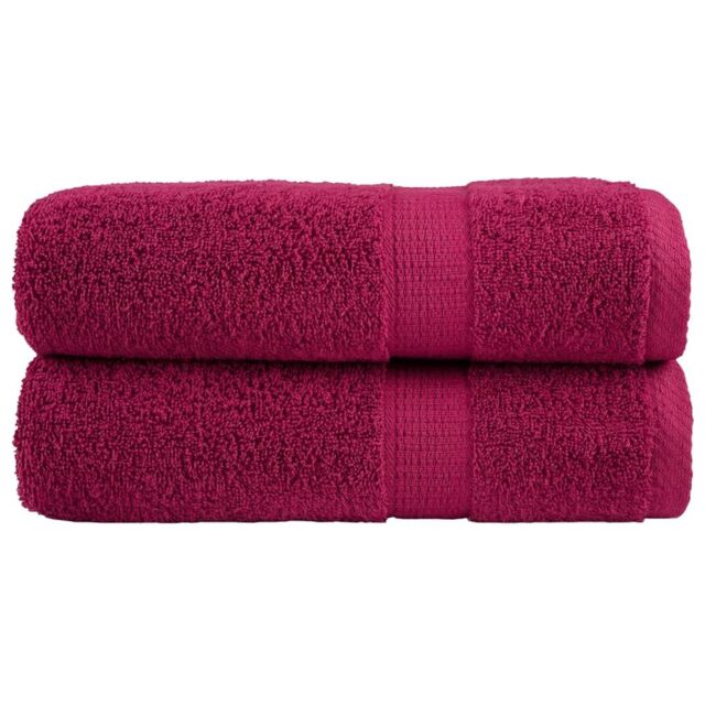 Berkfield Home Premium Hand Towels SOLUND 2pcs Bordeaux 50x100cm 600gsm in Red - image 1