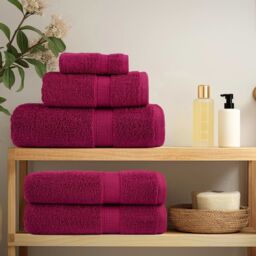 Berkfield Home Premium Hand Towels SOLUND 2pcs Bordeaux 50x100cm 600gsm in Red - thumbnail 3