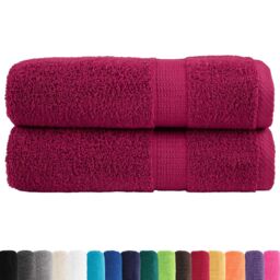 Berkfield Home Premium Hand Towels SOLUND 2pcs Bordeaux 50x100cm 600gsm in Red - thumbnail 2