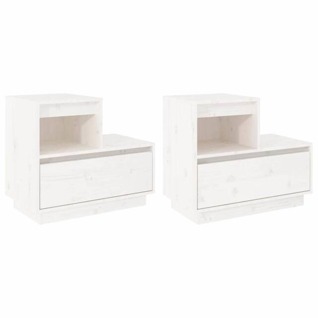 Berkfield Home Bedside Cabinets 2 pcs White 60x34x51 cm Solid Wood Pine - Size: 60 x 34 x 51 cm - image 1