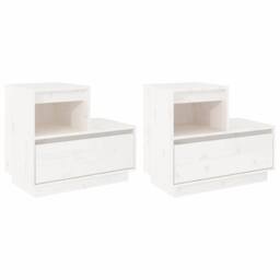 Berkfield Home Bedside Cabinets 2 pcs White 60x34x51 cm Solid Wood Pine - Size: 60 x 34 x 51 cm - thumbnail 1